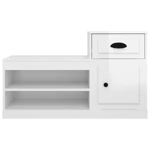 Berkfield Shoe Cabinet High Gloss White 100x42x60 cm Engineered Wood