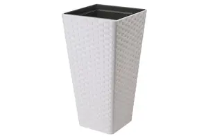 Square Tall Plant Pot Elegant Large Flower Indoor Outdoor Garden Planters Rattan White H 75cm x D 40cm