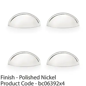 4 PACK - Rear Fixing Cup Handle Polished Nickel 57mm Centres Solid Brass Shaker Unit Pull