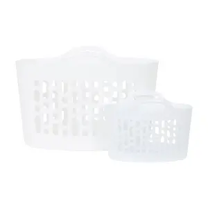 Wham 2 Piece Plastic Flexi Basket Set (8L/50L) Ice White