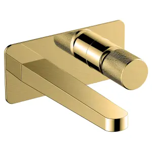 RAK Amalfi Wall Mounted Brushed Gold Modern Basin Tap Solid Brass