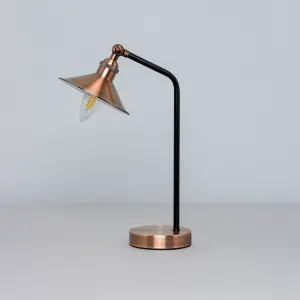 Litecraft Danica 1 Light Antique Copper Industrial Style Table Lamp