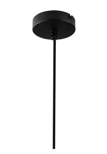 GoodHome Arraqis Matt Black Wood effect Pendant ceiling light, (Dia)190mm