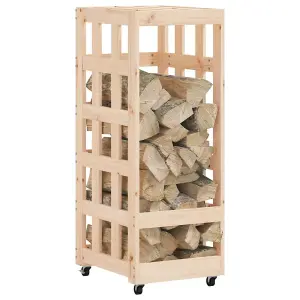 Log Holder with Wheels 40x49x110 cm Solid Wood Pine