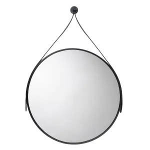 Croydex Matt Black Round Wall-mounted Any room Mirror (H)86.5cm (W)60cm