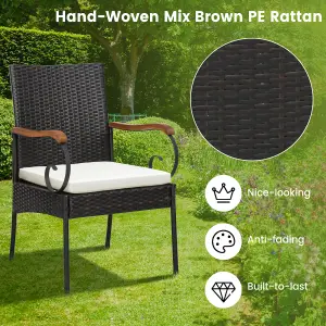 Costway Set of 2 Patio Wicker Chair Set Outdoor PE Rattan Chairs w/ Cushion