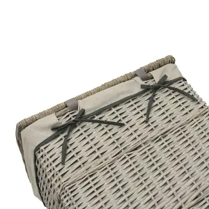 JVL Arianna Rectangular Willow Baskets, Set of 2 Laundry Baskets and 2 Waste Paper Bins, Grey Wash