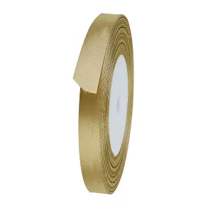 6mm Gold Double Sided Satin Polyester Ribbon Roll, 25 metres