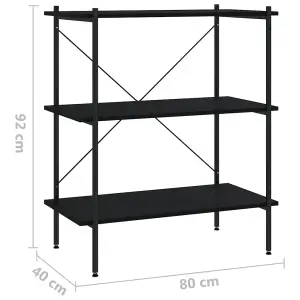 Berkfield 3-Tier Shelving Unit Black 80x40x92 cm