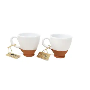 Rustic Pastel Half Dipped Terracotta Kitchen Set of 2 Everyday Cups White 9.5cm