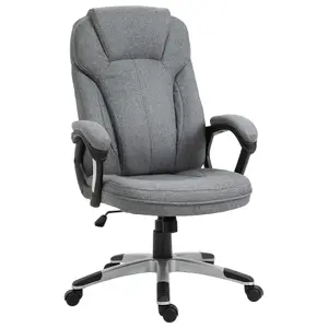 Vinsetto Linen Executive Office Chair Height Adjustable Swivel Chair, Grey