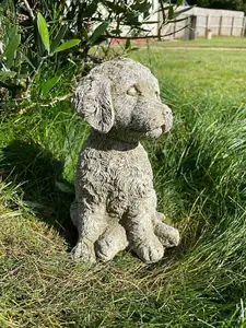 Cockapoo Puppy Dog Stone Statue Animal Outdoor Garden Ornament Decoration British Made Sculpture