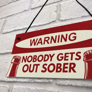 Red Ocean Nobody Gets Out Sober Sign Funny Bar Sign For Home Man Cave Pub Decor Gift For Men  Gifts