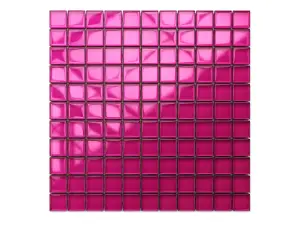 Glass mosaic on mesh for bathroom or kitchen 300mm x 300mm - Pink Grapefruit