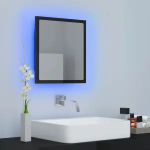 Berkfield LED Bathroom Mirror High Gloss Black 40x8.5x37 cm Engineered Wood