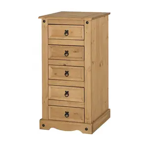 Mercers Furniture Corona 5 Drawer Narrow Chest Solid Pine with Mexican Styling