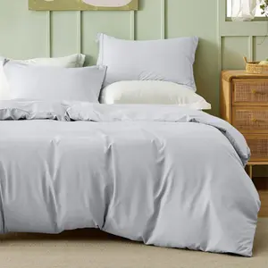 Odil Microfiber Solid Colour Duvet Cover Set with Pillowcases Silver / Double Duvet Cover Set