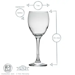 Argon Tableware - Classic Red Wine Glasses - 340ml - Pack of 24 - Clear