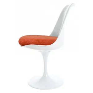 White Tulip Dining Chair with Velveteen Orange Cushion