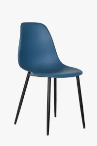 Aspen curve chairs, blue plastic seat with black metal legs (PAIR)