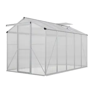 Polycarbonate Greenhouse Aluminium Frame Walk In Garden Green House ,Silver,10x6 ft