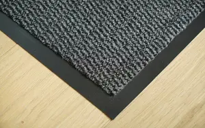 Heavy Duty Indoor & Outdoor Rubber Non-Slip Absorbent Barrier Mat - Anthracite 90 x 150 cm