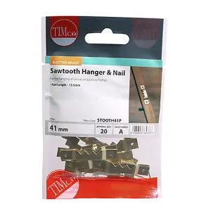 Timco - Sawtooth Hangers and Nails - Electro Brass (Size 41mm - 20 Pieces)