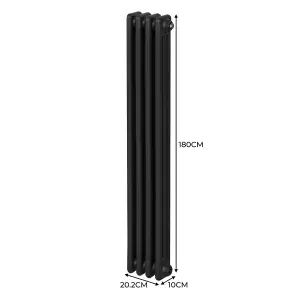 Traditional 3 Column Radiator - 1800 x 202 mm - Black