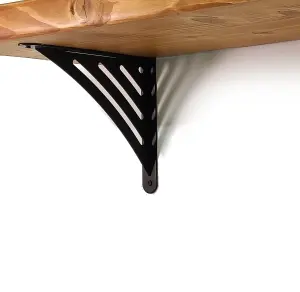 Wooden Rustic Shelf with Bracket WAT Black 220mm 9 inches Light Oak Length of 220cm