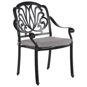 Set of 4 Garden Chairs with Cushions ANCONA Metal Black