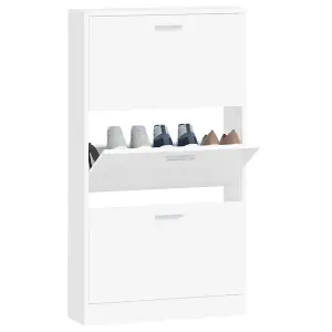 Berkfield Shoe Cabinet White 59x17x108 cm Engineered Wood