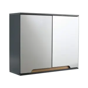 Home Source Florence Mirrored Hanging Wall Bathroom Storage Cabinet Grey