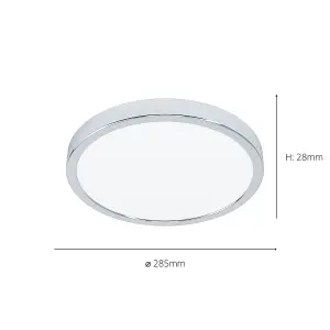 EGLO Fueva 5 Chrome Metal Integrated LED Flush Light (D) 28.5cm