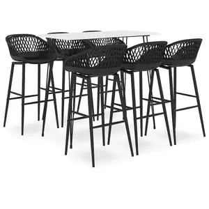 Berkfield 7 Piece Bar Set White and Black