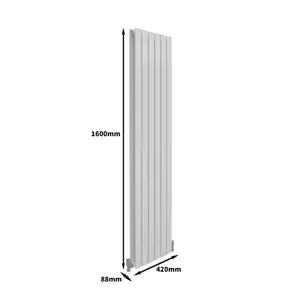 Designer Flat Radiator - 1600 x 420mm - White