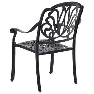 Set of 4 Garden Chairs with Cushions ANCONA Metal Black