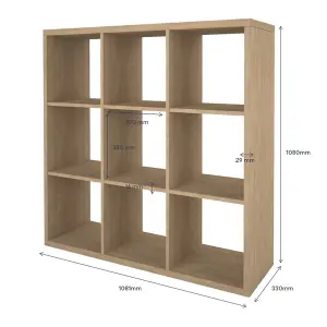 GoodHome Mixxit Natural oak effect Freestanding 9 shelf Cube Shelving unit, (H)1080mm (W)1081mm