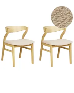 Set of 2 Dining Chairs MAROA Rubberwood Light Beige