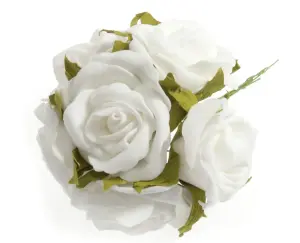 ROSE BOX - Flower: Rose Head: Polyfoam: Pack of 6: White - Occasions -- Bulk