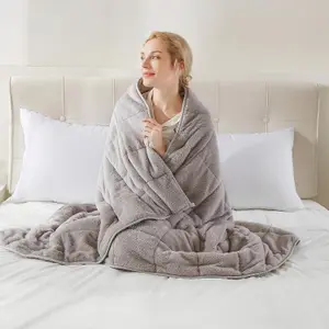 Teddy Fleece Weighted Blanket Quilted Sherpa Throw Deep Sleep Therapy Relax - 125 x 150cm - 4kg