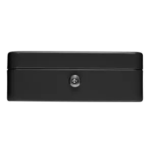 Hardys Metal Cash Box Money Bank Deposit Steel Tin Security Safe Petty Key Lockable - 10" Black