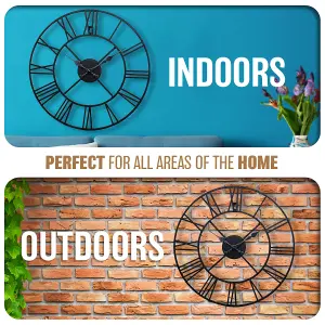 40Cm New Big Roman Numerals Giant Open Face Metal Large Outdoor Garden Wall Clock New