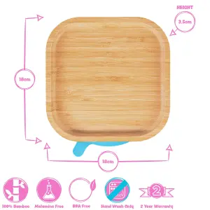 Tiny Dining - Children's Bamboo Suction Square Plate - Black