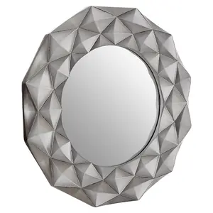 Interiors by Premier Hexa 3D Effect Light Silver Wall Mirror