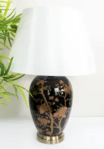 Black Gold Ceramic Table Lamp with Plain Shade