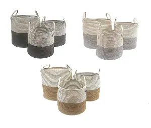 Cotton Rope Woven Storage Basket Collapsible Laundry Basket Nursery Organiser Light Grey,Large 38x38x42 cm