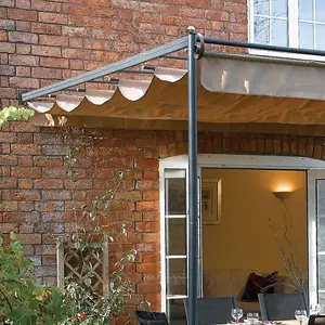 Rowlinson St.Tropez Retractable Garden Canopy Sun Shade Pergola Taupe 3.3m x 3m