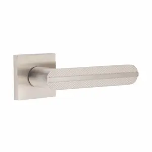 1 Pair Modern Lima Euro Lock Door Handles 70mm Thumbturn Barrell Satin Nickel Finish and Ball Bearing HInges - Golden Grace