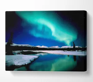 Northern Lights Lake View Canvas Print Wall Art - Medium 20 x 32 Inches