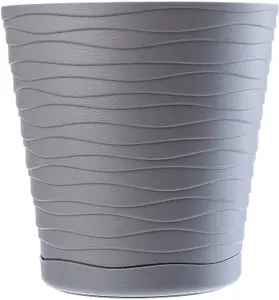 Plant Pot Flowerpot Wave Plastic Crystal Modern Decorative Grey 21cm